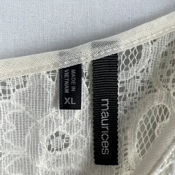 Maurices Lace Top Womens XL Sheer Ivory Fairy Blouse Boho Feminine Romantic - Picture 4 of 13